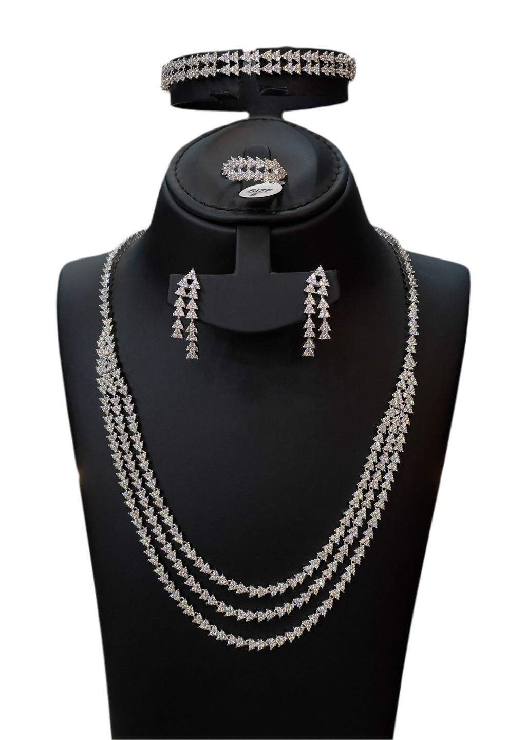 Premium Zirconia Stone Jewelry Ensemble – Multi-Layer Necklace with Full Accessories